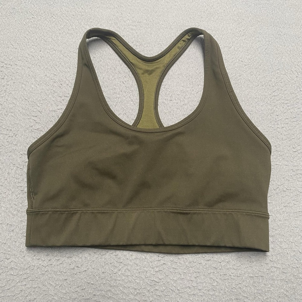 GapFit Sports Bra Womens Medium Green Recycled Power Racerback Stretch Athletic